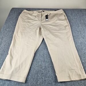 Lane Bryant Double Weave Stretch Crop Pants Tan Khaki Plus Size‎ 28 NWT